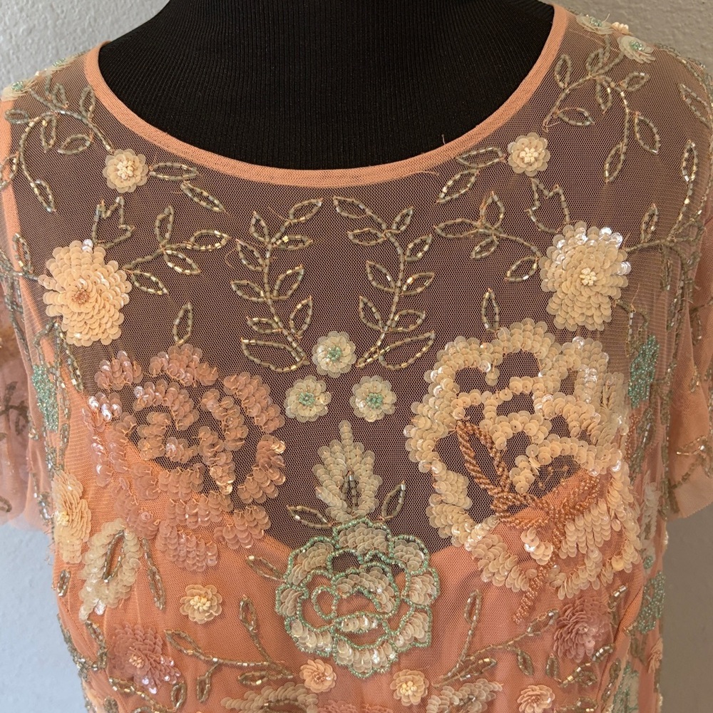 Mac Duggal 9134 Embellished Illusion High Neck Butterfly Sleeve Midi Dress NWT - Picture 5 of 16